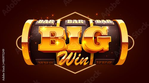 Golden slot machine wins the jackpot. 777 Big win concept. Casino jackpot.