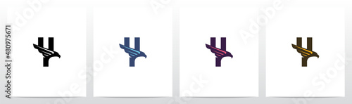  Eagle Head And Wing On Letter Logo Design Y