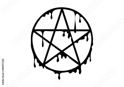 pentagram with blood drops photo