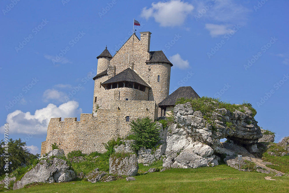  Bobolice medieval castle from the 14th century. Eagle's Nest Trail in Poland