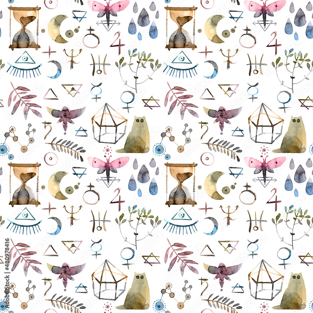 Alchemy symbols pattern Stock Illustration | Adobe Stock