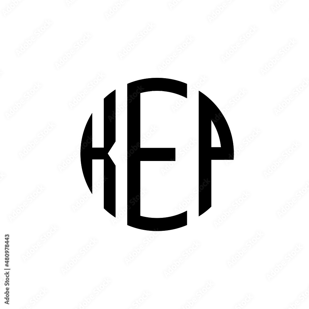 KEP letter logo design. KEP modern letter logo with black background