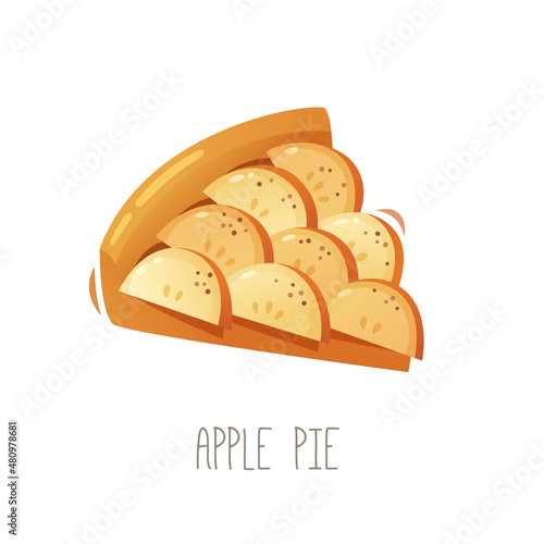 Collection of cakes, pies and desserts for all letters of alphabet. Letter A - apple pie. Isolated vector illustration