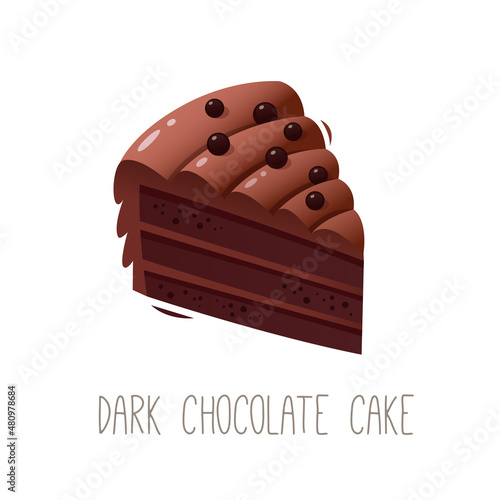 Collection of cakes, pies and desserts for all letters of alphabet. Letter D - dark chocolate cake. Isolated vector illustration