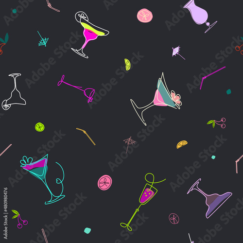  Seamless background with glasses in modern style. Vector pattern.