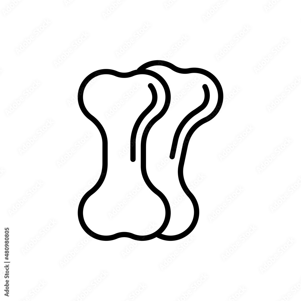 Pet snack thin line icon: two bones. Modern vector illustration for pet shop. Pet snack thin line icon: two bones. Modern vector illustration for pet shop.