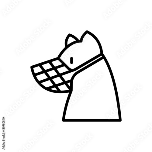 Dog muzzle thin line icon. Accessory for dog. Modern vector illustration for pet shop.