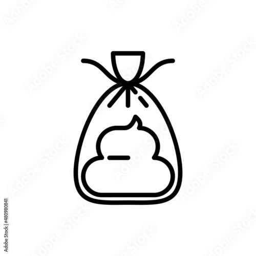 Hygienic bag for dogs thin line icon. Modern vector illustration for pet shop.