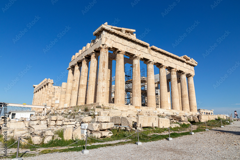 Athens, Greece. The Parthenon, a former temple on the Athenian Acropolis dedicated to the goddess Athena