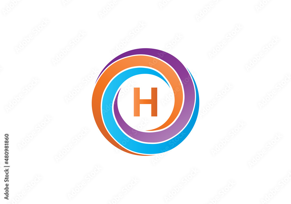 H rounded logo letter design vector image H rounded logo letter design vector image