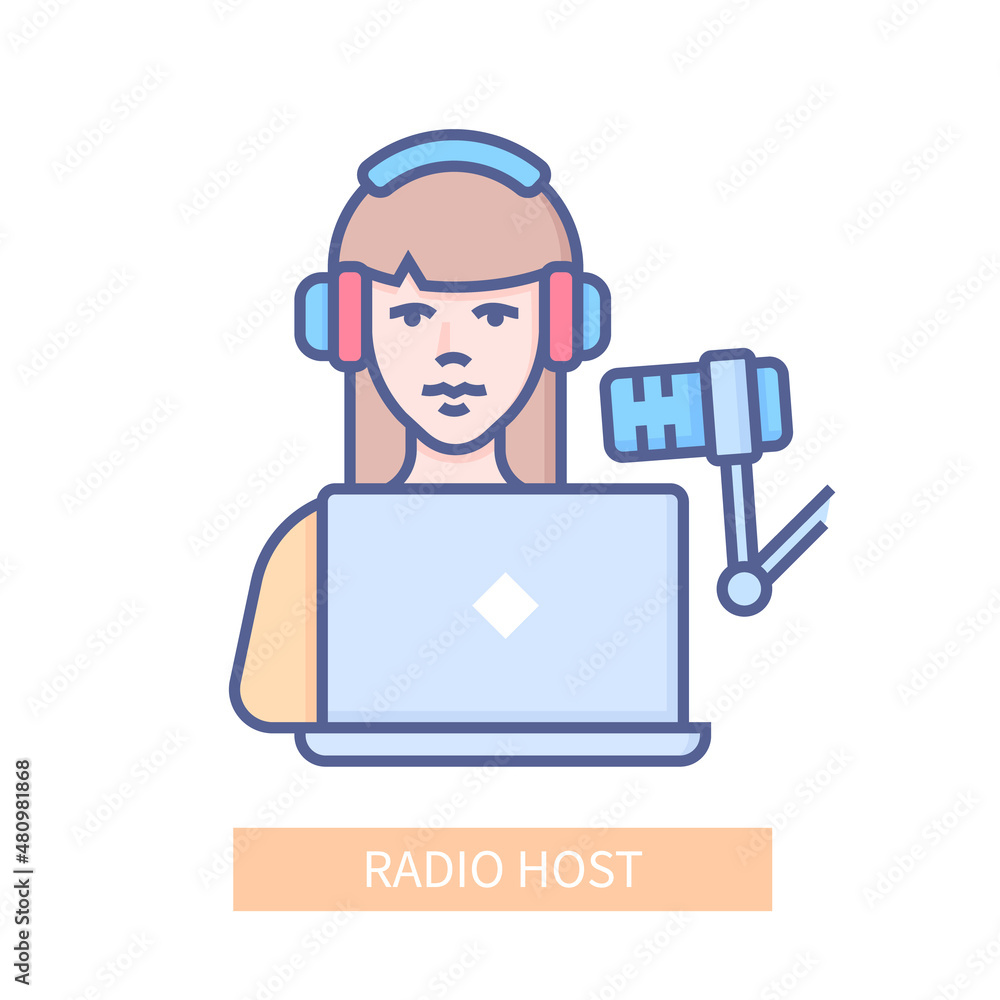 Radio host - modern colored line design style icon Radio host - modern colored line design style icon