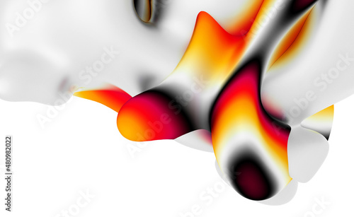 3d render of abstract art of surreal 3d background with substance in curve wavy organic biological lines forms in red orange black and grey smooth mix gradient color 