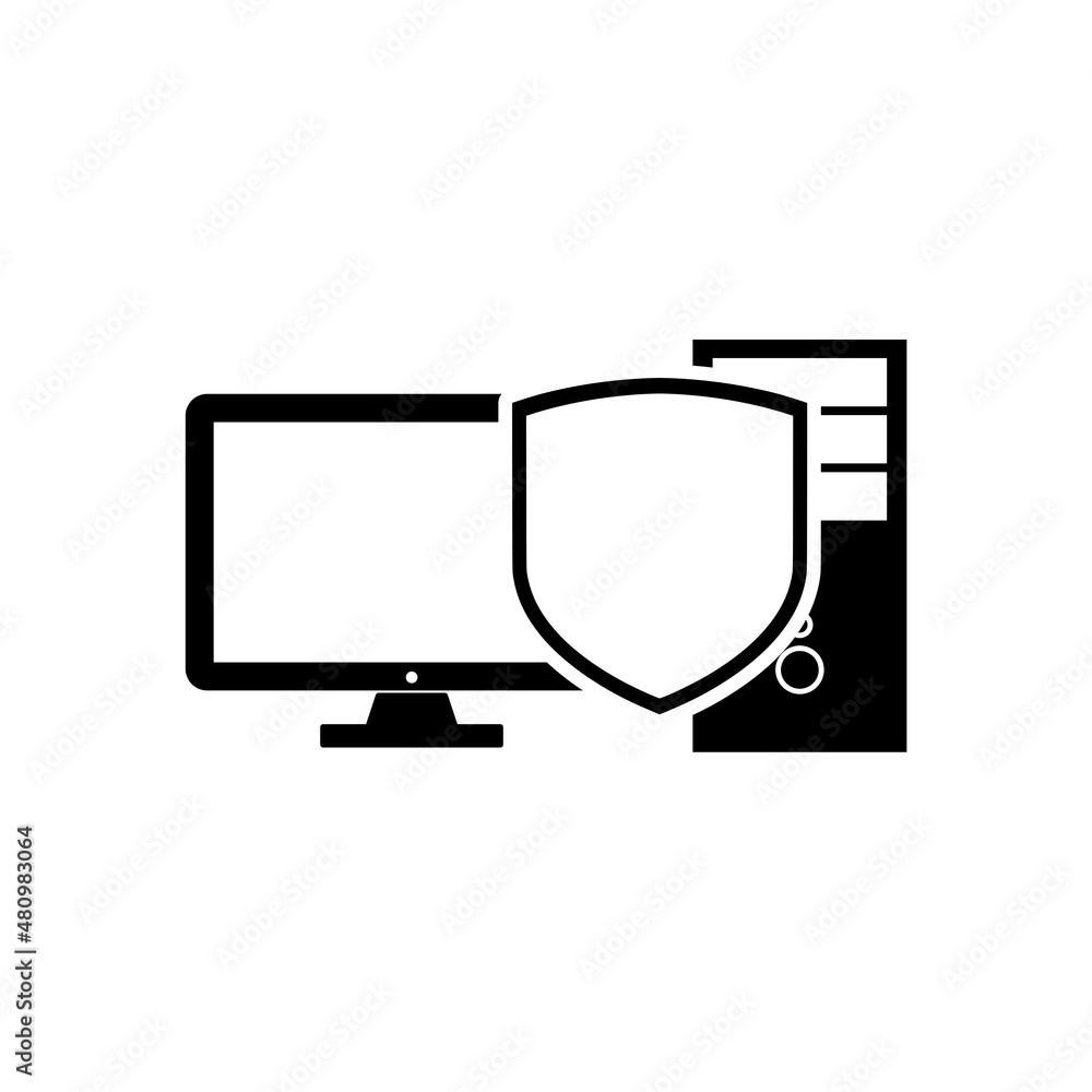 Computer protection shield icon isolated on white background Computer protection shield icon isolated on white background