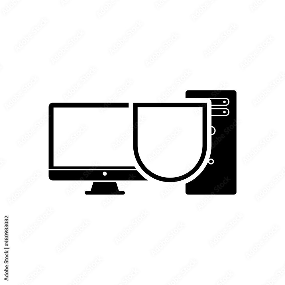 Computer protection shield icon isolated on white background Computer protection shield icon isolated on white background