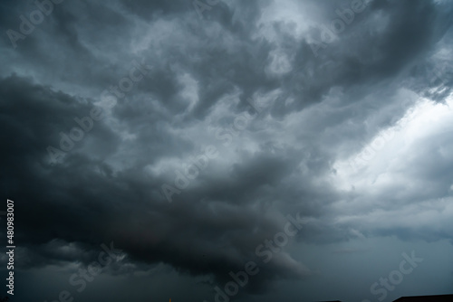 dark storm clouds with background,Dark clouds before a thunder-storm.