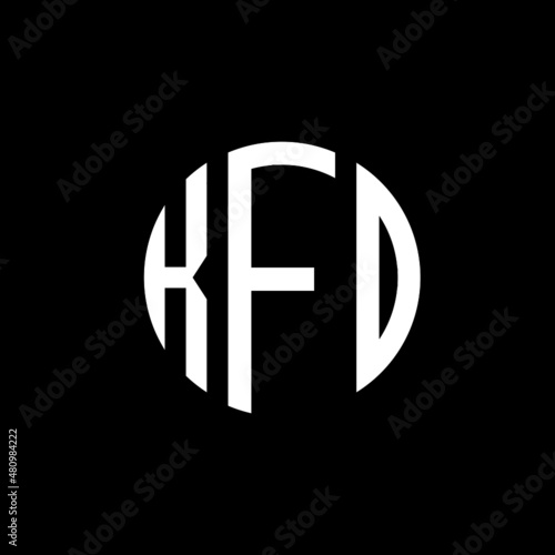 KFO letter logo design. KFO modern letter logo with black background. KFO creative  letter logo. simple and modern letter KFO logo template, KFO circle letter logo design with circle shape.  photo