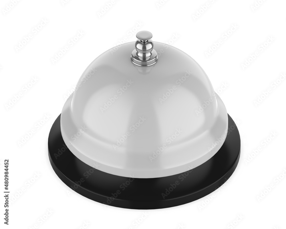 Blank Manual Push and Press Stainless Steel Call Bell for Table Desk Home Office Silver, 3d render illustration. Blank Manual Push and Press Stainless Steel Call Bell for Table Desk Home Office Silver, 3d render illustration.