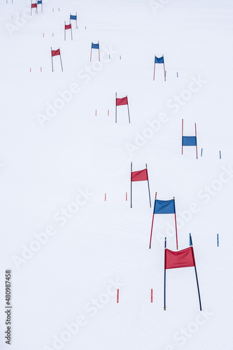 Photos Blue and red ski gates for slalom