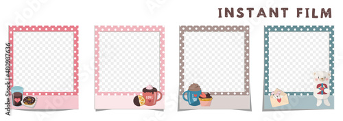 Instant film style square frame Happy Valentine's Day, インスタントフィルム風正方形フレーム,ハッピーバレンタイン,SVG