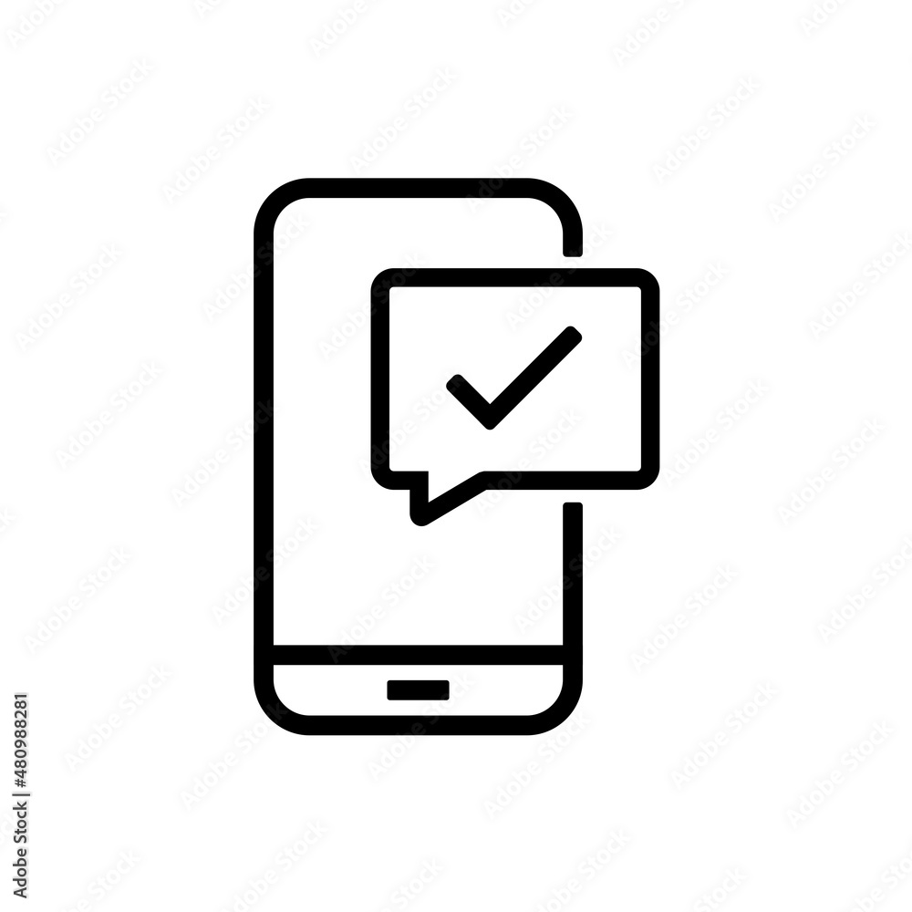 Mobile phone with check mark sign. Vector illustration Mobile phone with check mark sign. Vector illustration