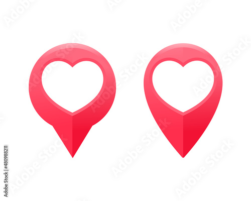 Map pointer with heart icon. Vector illustration 
