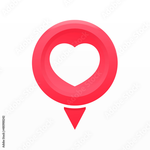 Map pin pointer with heart icon. Vector illustration 