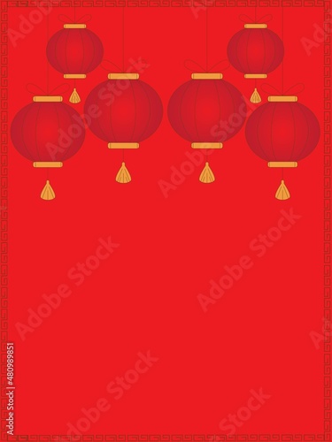 2022 Chinese New Year Red Background Vector Illustration