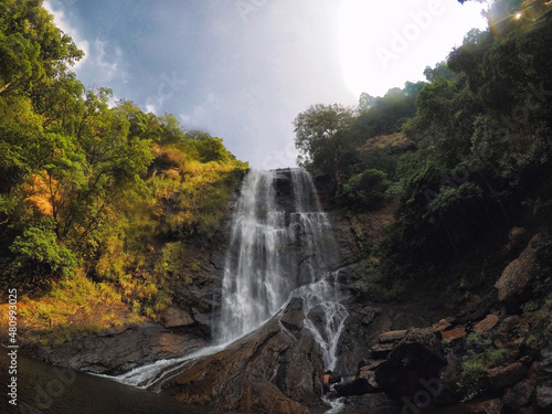 View of Hebbe falls (Hebbe waterfall) located in Chikmagalur, India photo