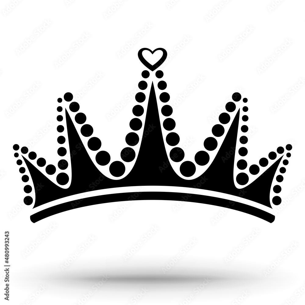 Tiara with pearls and a heart. The crown of the princess. The ...