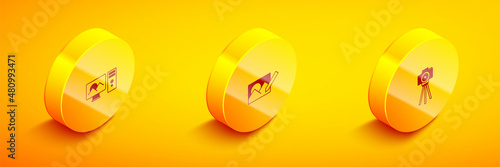 Set Isometric Photo retouching, and camera icon. Vector