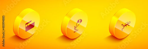 Set Isometric Diving board or springboard, Kitesurfing and Scuba diver icon. Vector