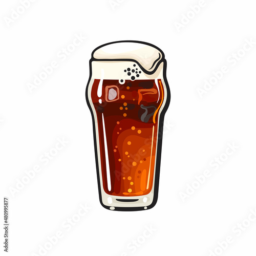 Nonic pint beer glass. Hand drawn vector illustration isolated on white.