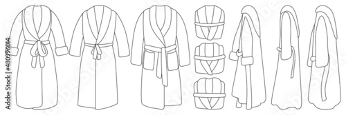 Bathrobe isolated outline set icon. Vector illustration bath robe on white background. Vector outline set icon bathrobe. photo