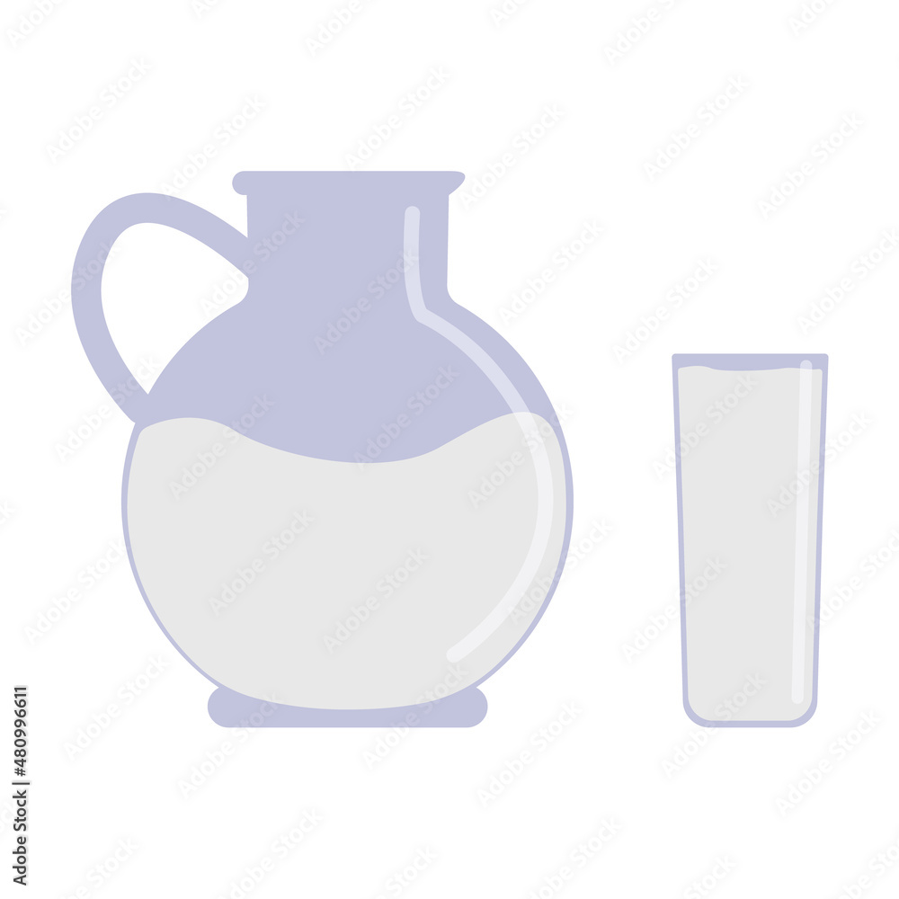 Jug and a glass of milk. A nutritious product healthy, rich in calcium. Jug and a glass of milk. A nutritious product healthy, rich in calcium.