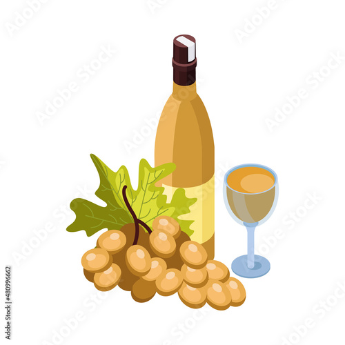 Wine Isometric Icon photo