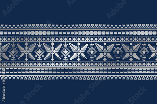 Vector illustration of Ukrainian folk seamless pattern ornament. Ethnic ornament. Border element. Traditional Ukrainian, Belarusian folk art knitted embroidery pattern - Vyshyvanka