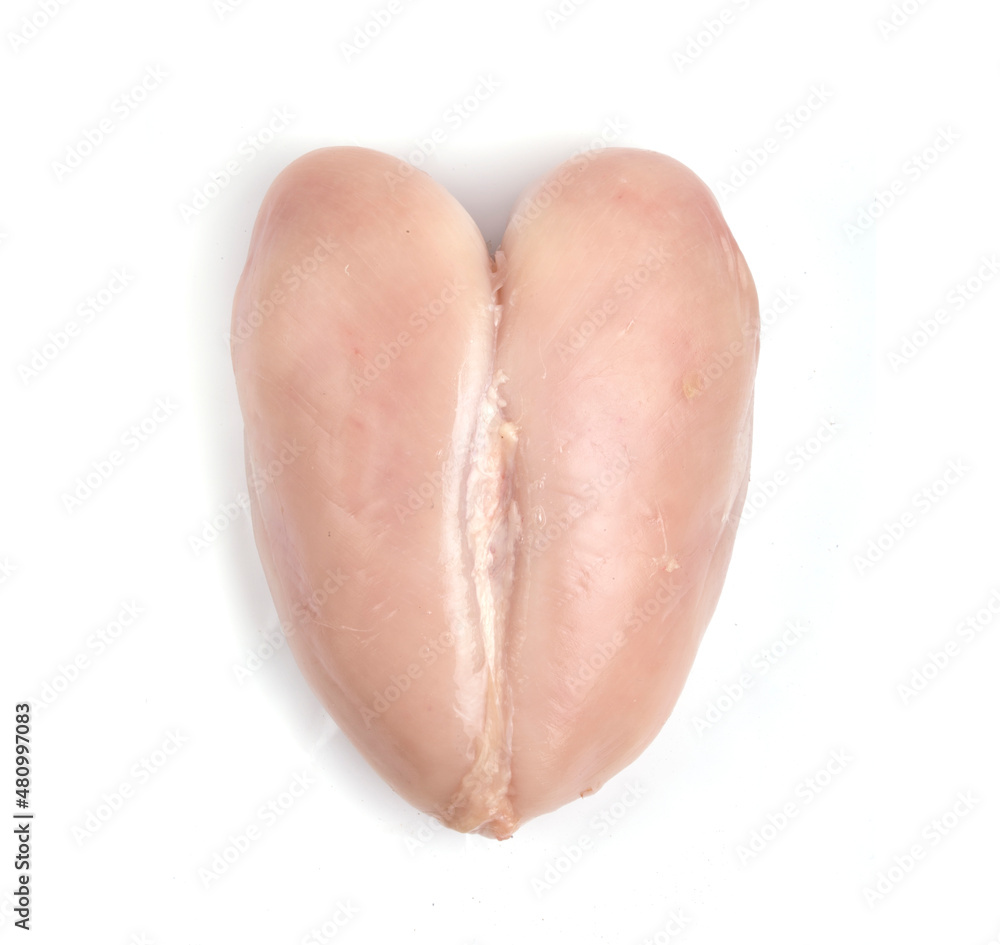 Fototapeta premium fried chicken fillet in the shape of a heart on a white background