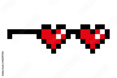 Hearts pixel glasses meme. Happy Valentine day