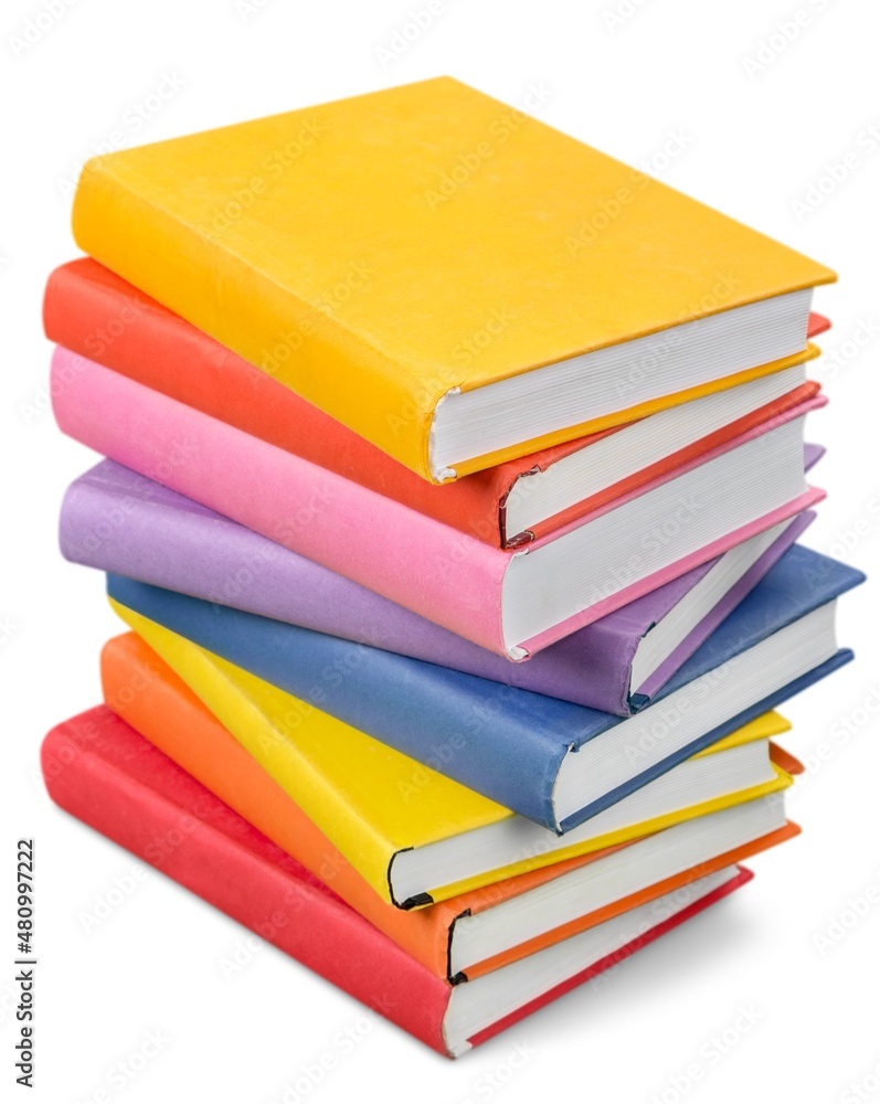 Collection stack of colored study books Collection stack of colored study books