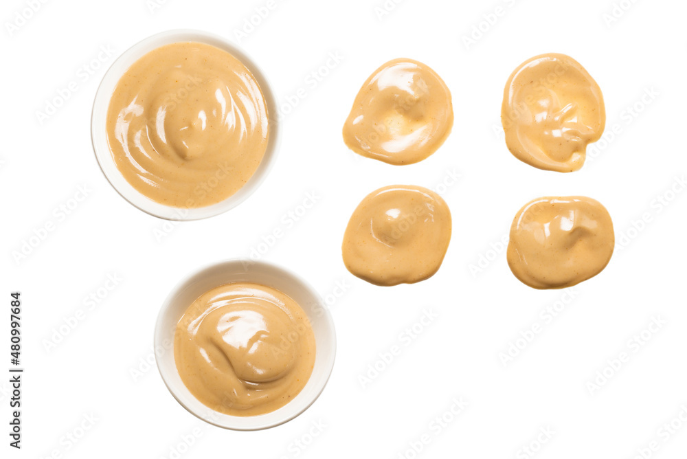 Mushroom sauce splashes isolated on white background. Mushroom sauce splashes isolated on white background.