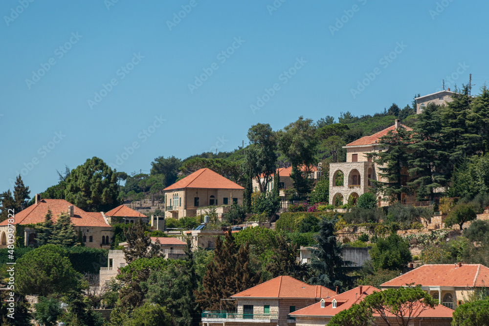 Deir El Qamar village beautiful green landscape and old architecture in  mount Lebanon Middle east Stock Photo