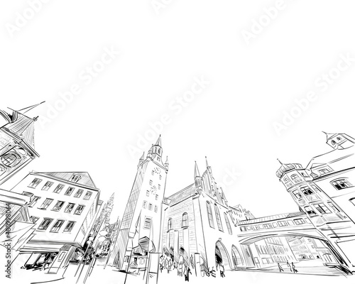 Munich. Germany. Hand drawn sketch. Vector illustration. 