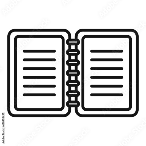 Open notepad icon outline vector. Letter text