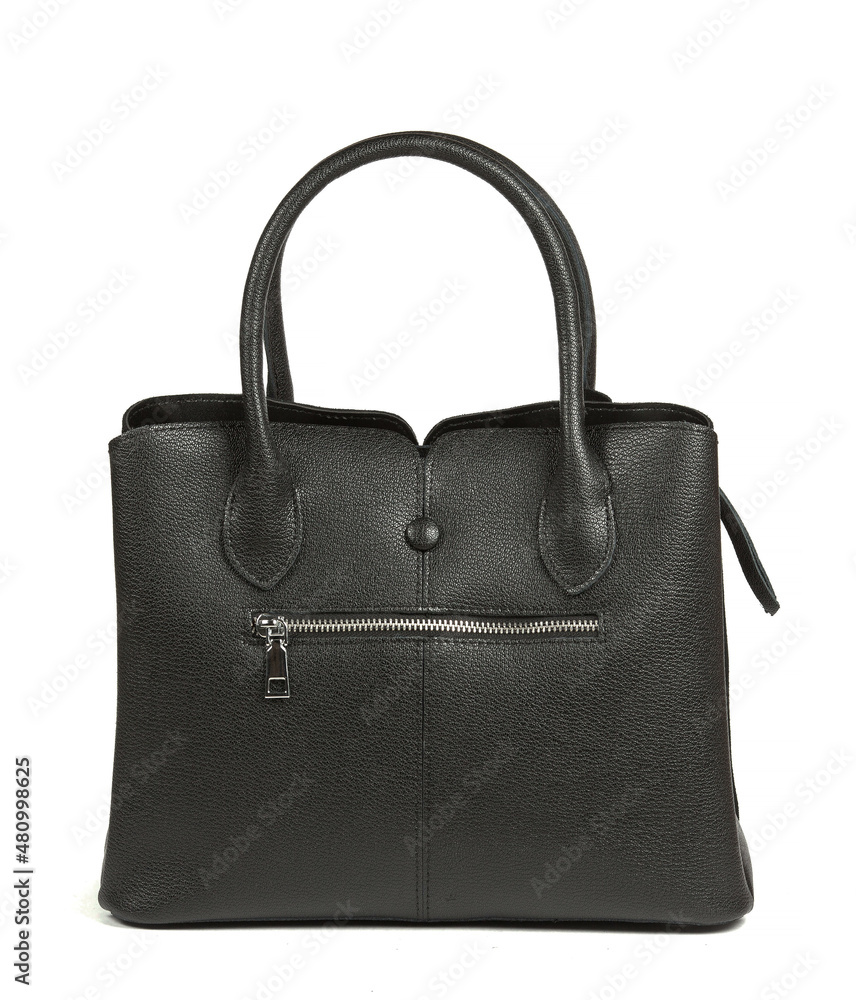Classic fashion black leather women's bag on a white background Classic fashion black leather women's bag on a white background