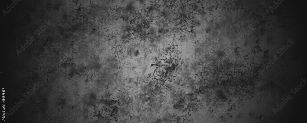 Obraz premium Black Concrete Cement Defocused Background with Dark Gray Cracks and Crumpled Wrinkles 