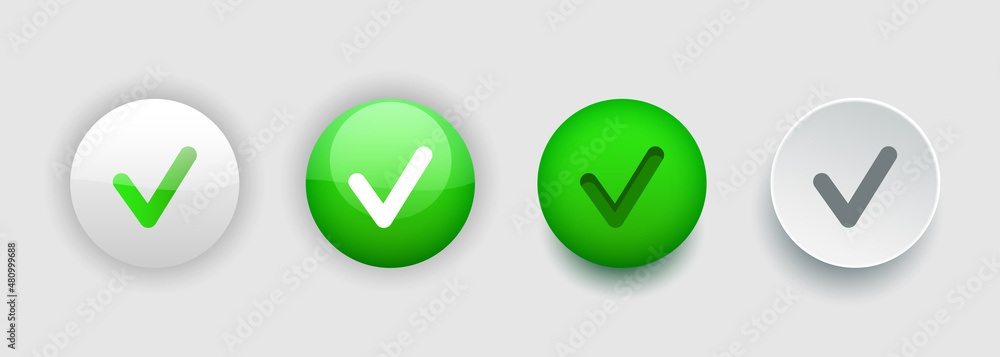 3d check mark set. Buttons check marks isolated on white background. Vector clipart. 3d check mark set. Buttons check marks isolated on white background. Vector clipart.