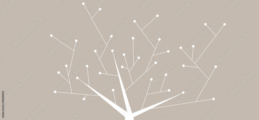 Fototapeta premium Minimal abstract tree illustration - sleek zen nature design - graphic geometric banner style