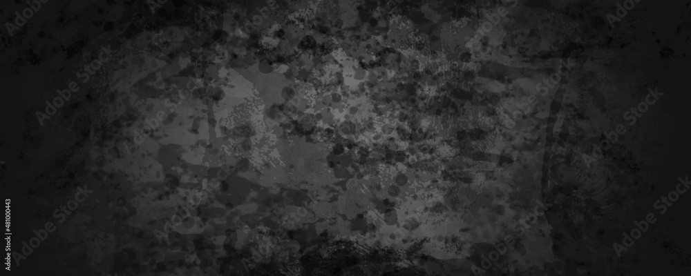 Fototapeta premium Black Concrete Cement Defocused Background with Dark Gray Cracks and Crumpled Wrinkles 