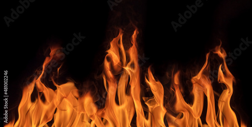 orange dark flame hot sparks isolated on black