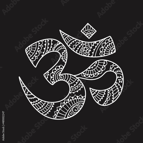 Om yoga logo esoteric art. Vector illustration. Design, hand drawn zenart